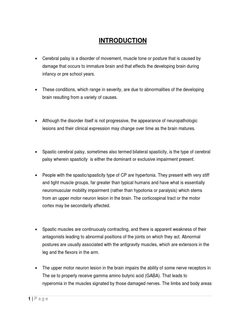 Understanding Spastic Cerebral Palsy | PDF | Cerebral Palsy | Nervous ...