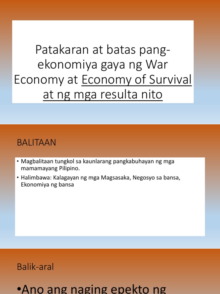 Ap6 Q2 Patakaran At Batas Pang Ekonomiya Sa Panahon Ng Hapones