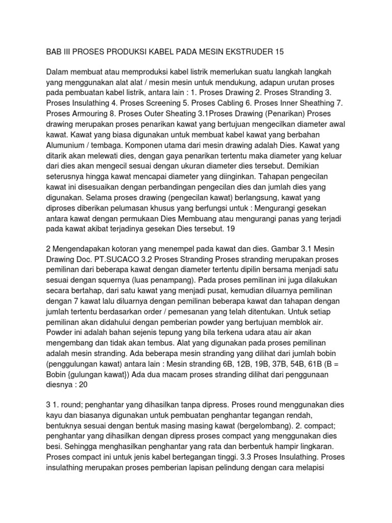 Proses Produksi Kabel | PDF
