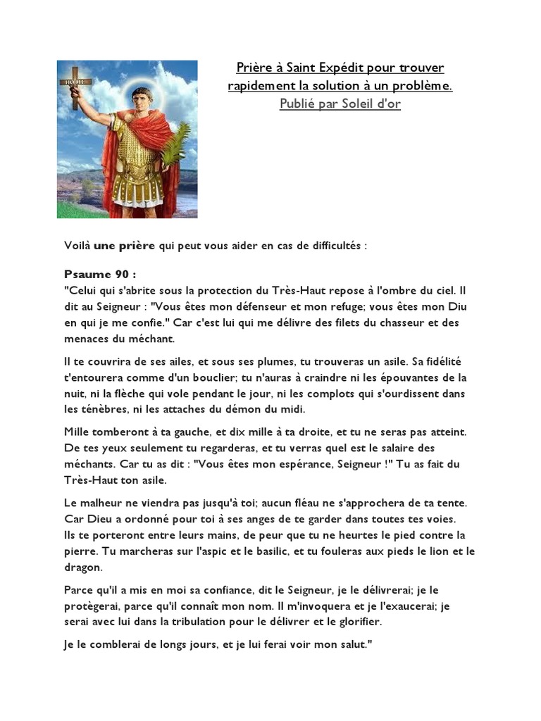 Priere De Saint Expédit Dans Les Causes Urgente Prière À Saint Expédit Pour Trouver Rapidement La Solution À Un Problème |  PDF | Saint | Religions et croyances