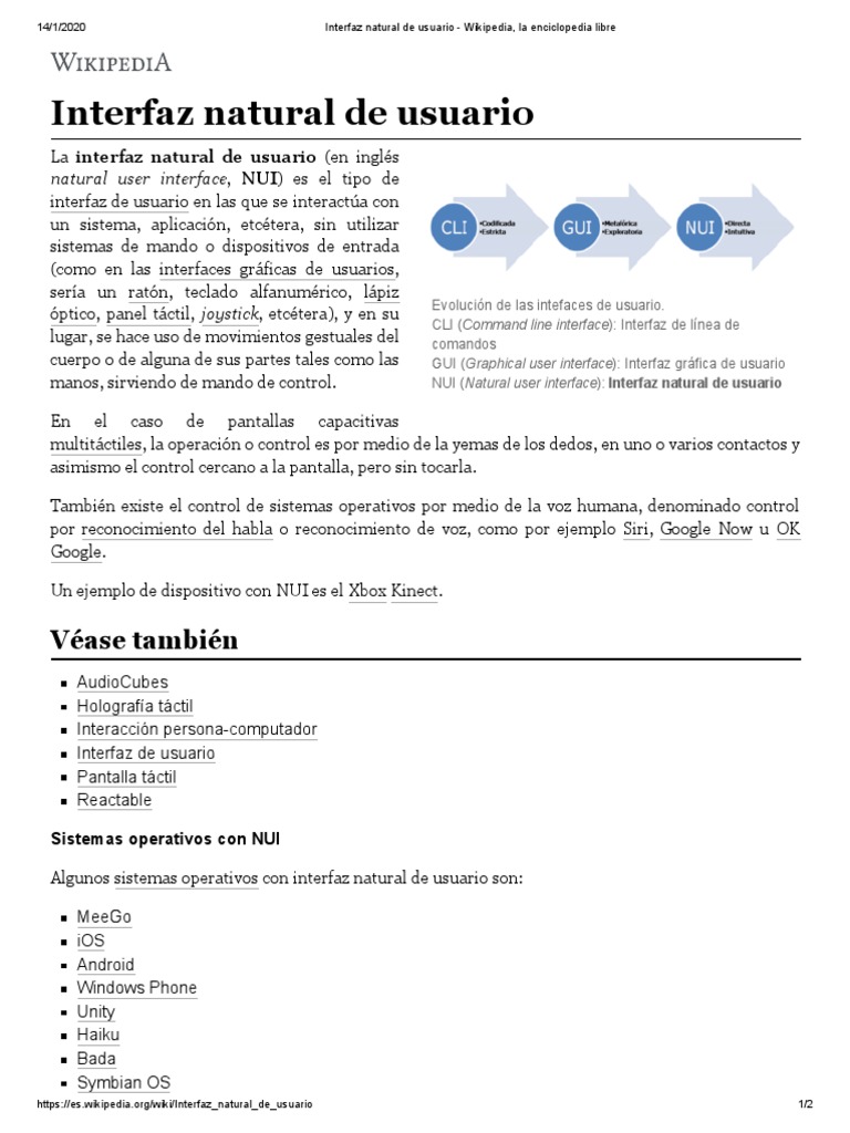 Interfaz Natural de Usuario PDF PDF Interfaces gráficas de usuario