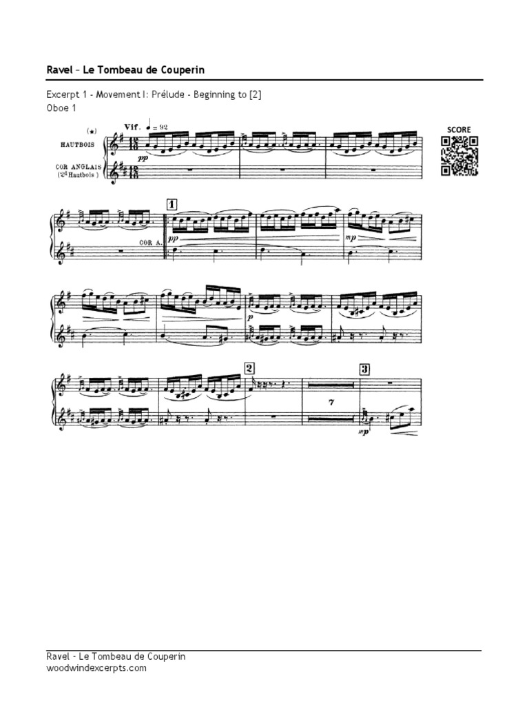 Lexcerpts Ravel Le Tombeau de Couperin Oboe Excerpts PDF