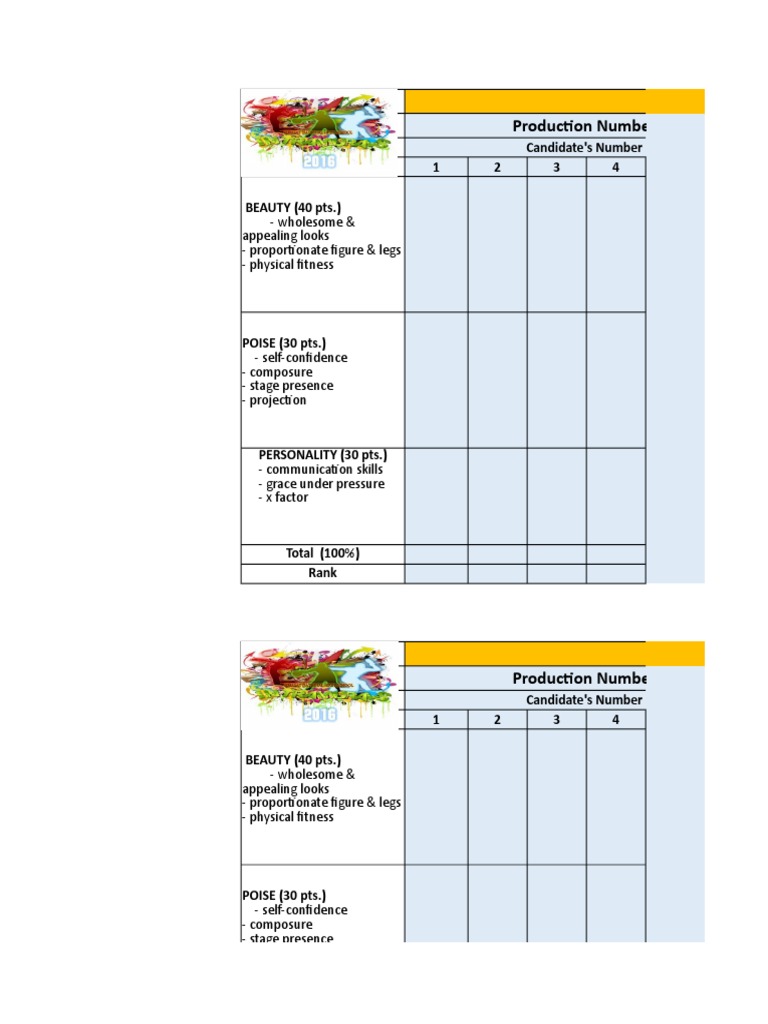 Pageant Scoring Criteria Overview | PDF | Sports & Recreation