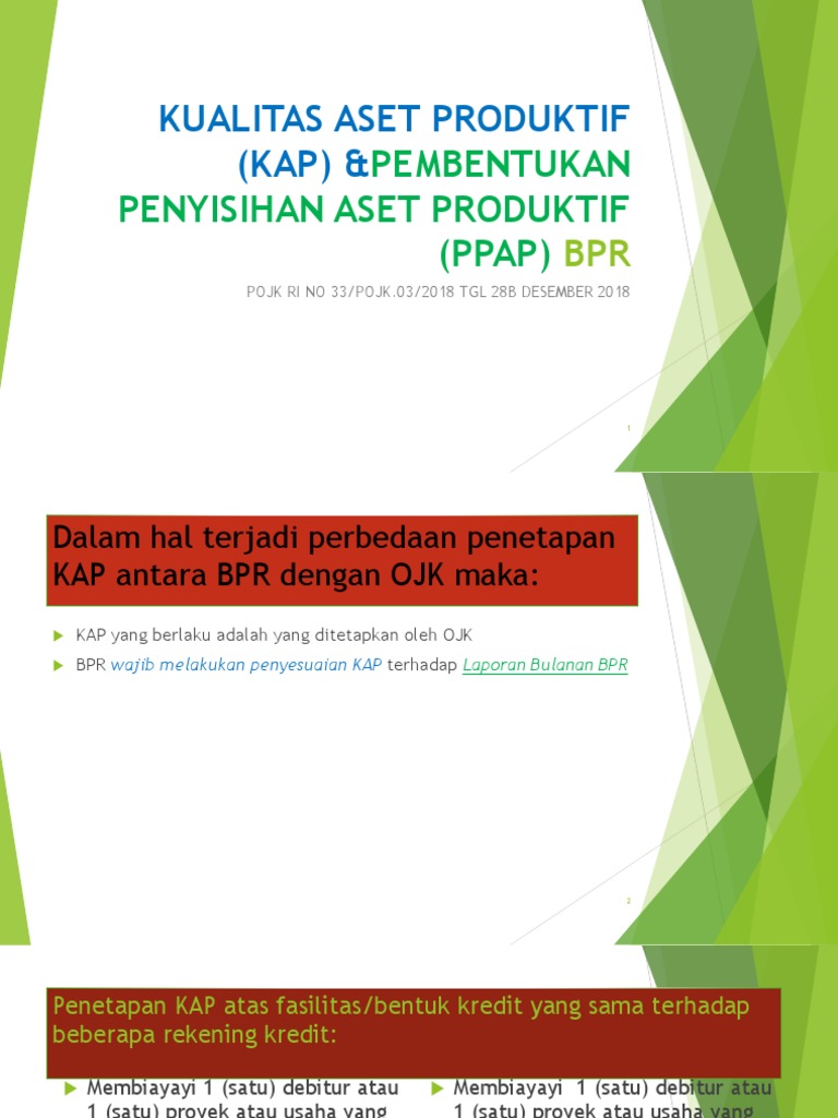 Kualitas Aset Produktif (Kap) &pembentukan Penyisihan Aset Produktif ...