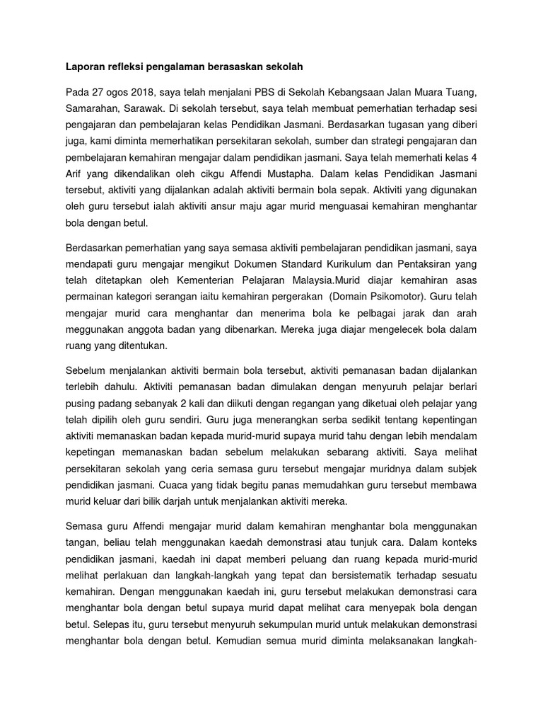 Laporan Refleksi Pengalaman Berasaskan Sekola1