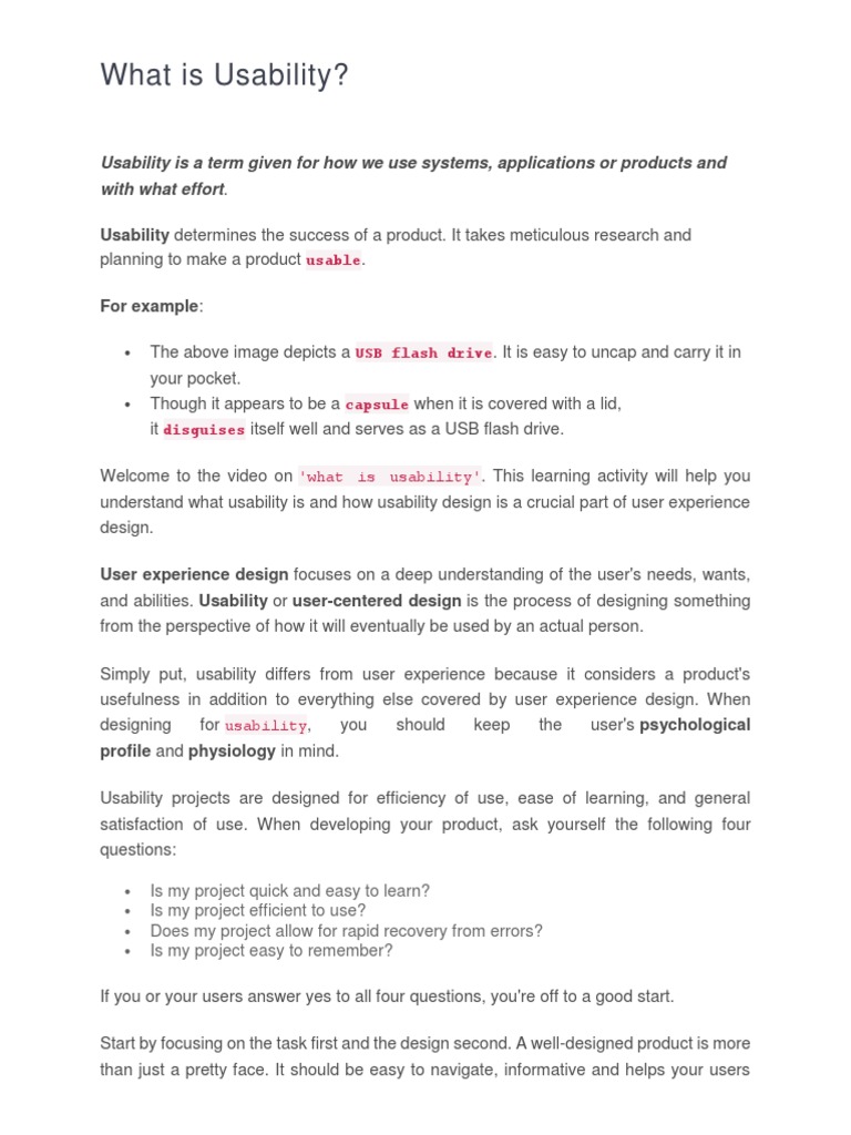 Usability Principles - Completado | Download Free PDF | Usability ...