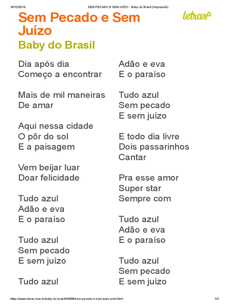 Sem Pecado e Sem Juízo - Letra | PDF