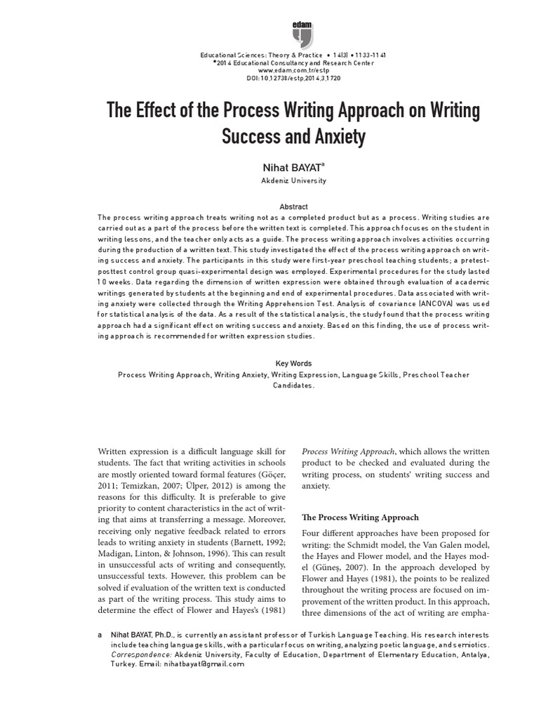 The USe of Process Approach in Writing | PDF | Data Analysis | Essays