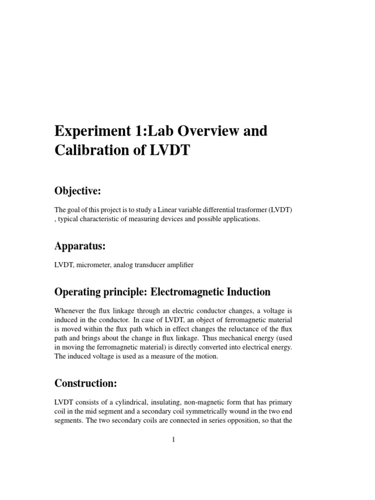Calibrating an LVDT Sensor | PDF | Inductor | Transformer