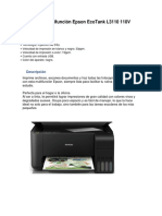 Impresora multifunción Epson EcoTank L3110 110V $3,398
