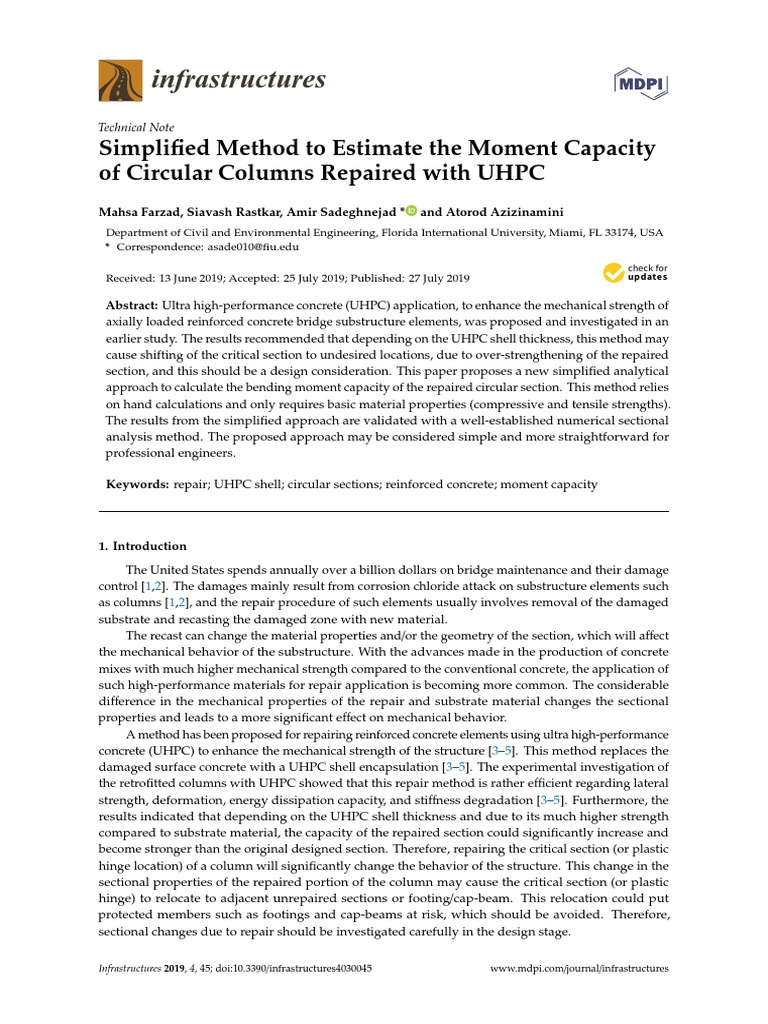 Simpli Ed Method To Estimate The Moment Capacity of Circular Columns ...