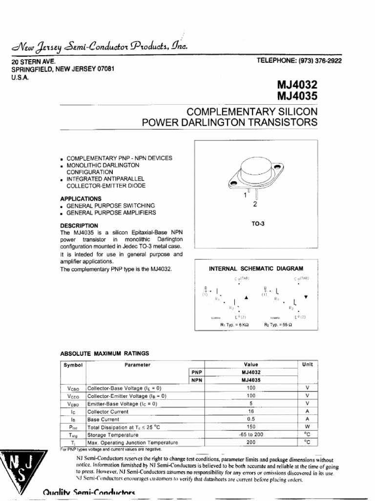 Coppia Transistor MJ4035 NOS Chips Gate In Contenitore TO-3, Nuovi