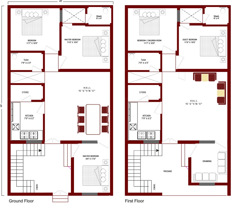 5 Marla House Plan Double Story | PDF