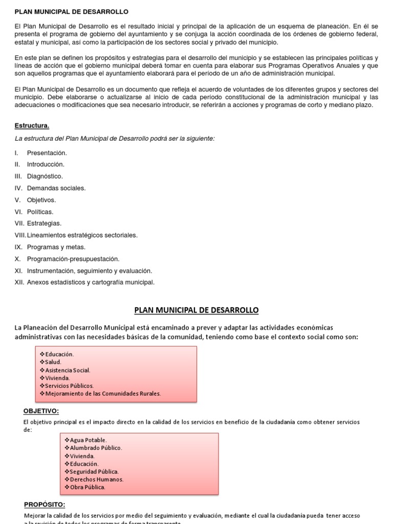 Metodología para Elaboración de Plan de Desarrollo Municipal | PDF ...