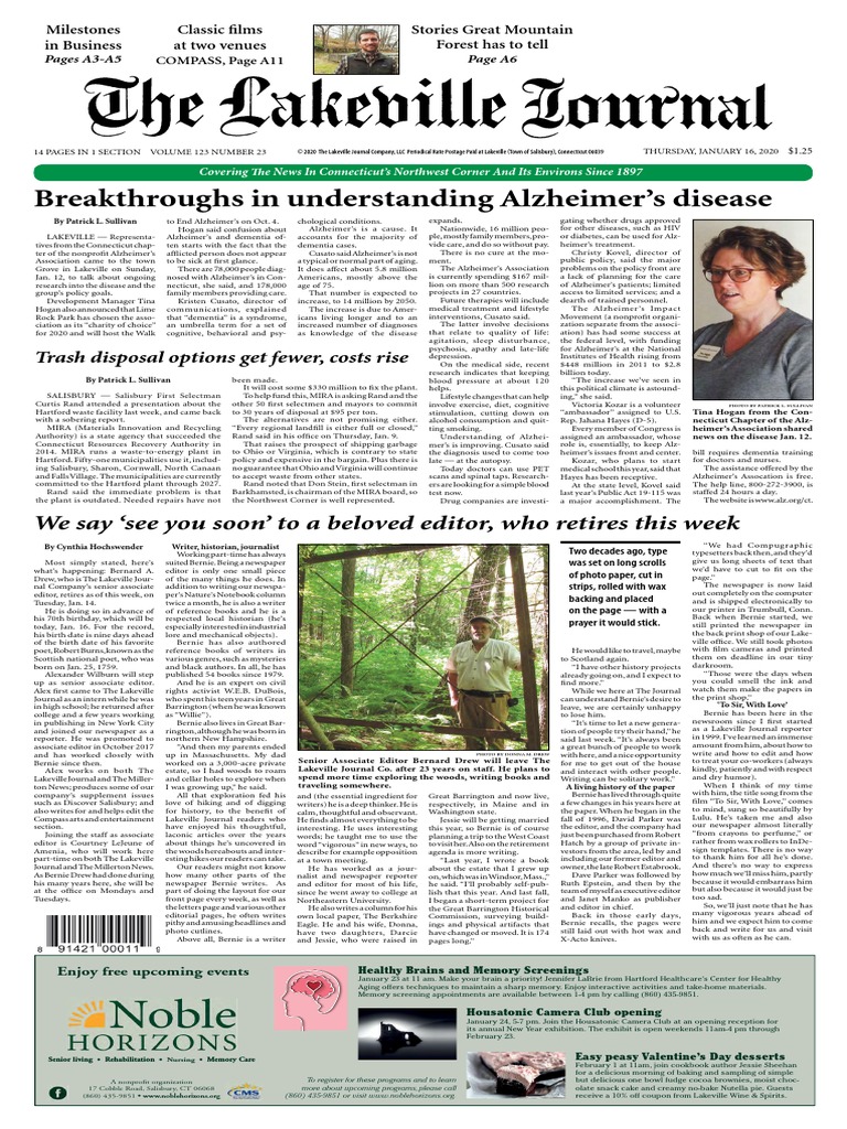 The Lakeville Journal January 16 2020 PDF Alzheimer s Disease
