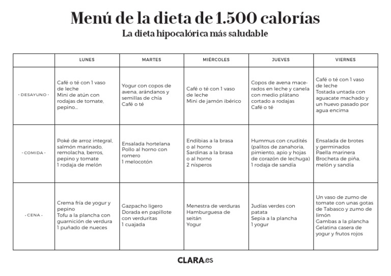 1500 kalorias dieta