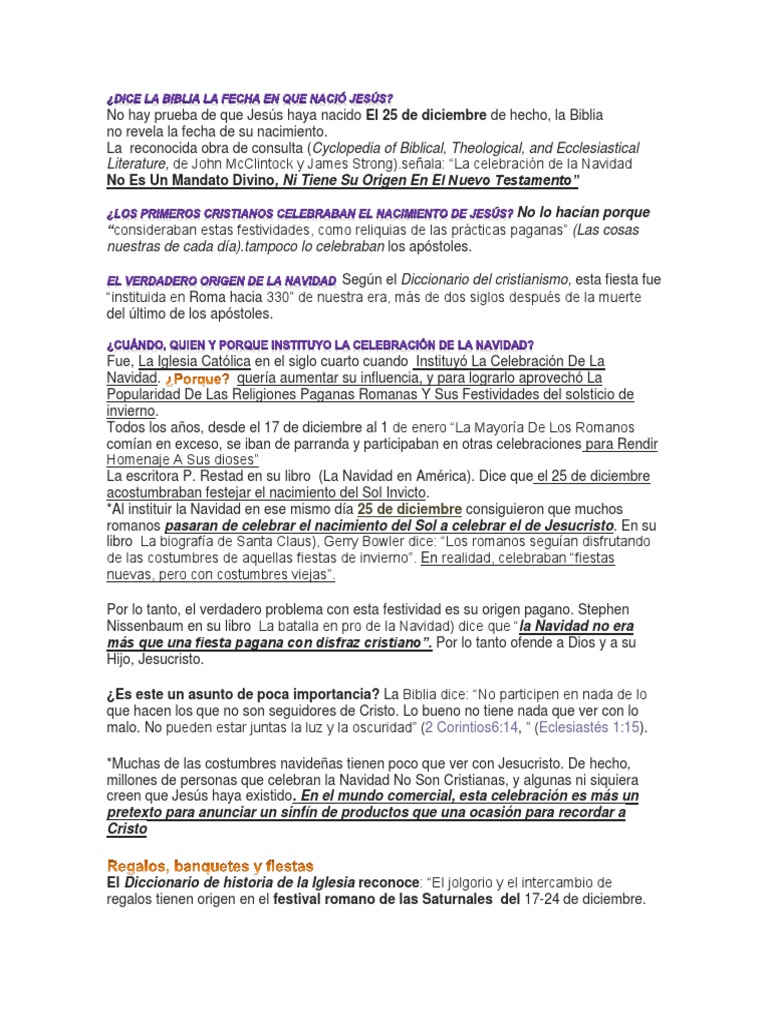 La Navidad y su Origen Pagano según la Biblia | PDF | Navidad | Jesús