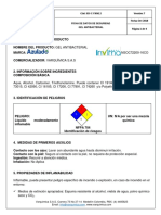 Gel antibacterial ficha datos seguridad