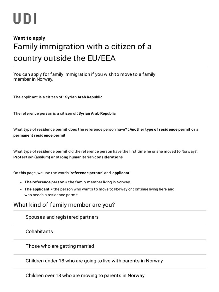 Family Immigration With A Citizen of A Country Outside The EU - EEA ...