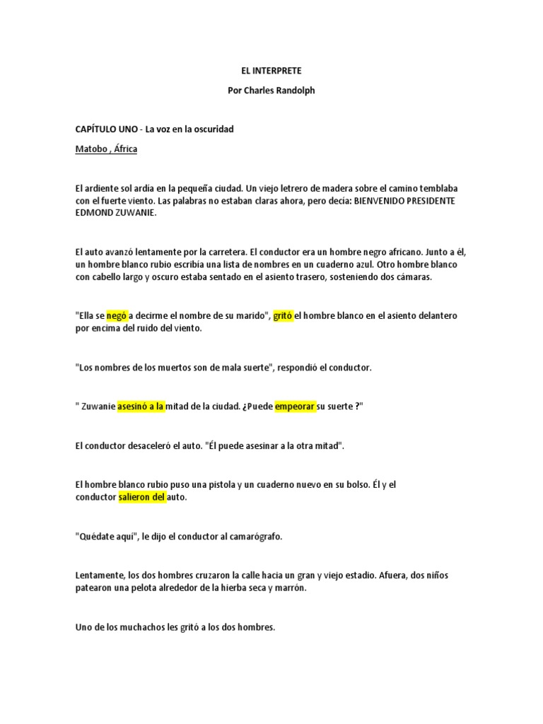 EL INTERPRETE - Script Español | PDF | Naciones Unidas | Relaciones ...