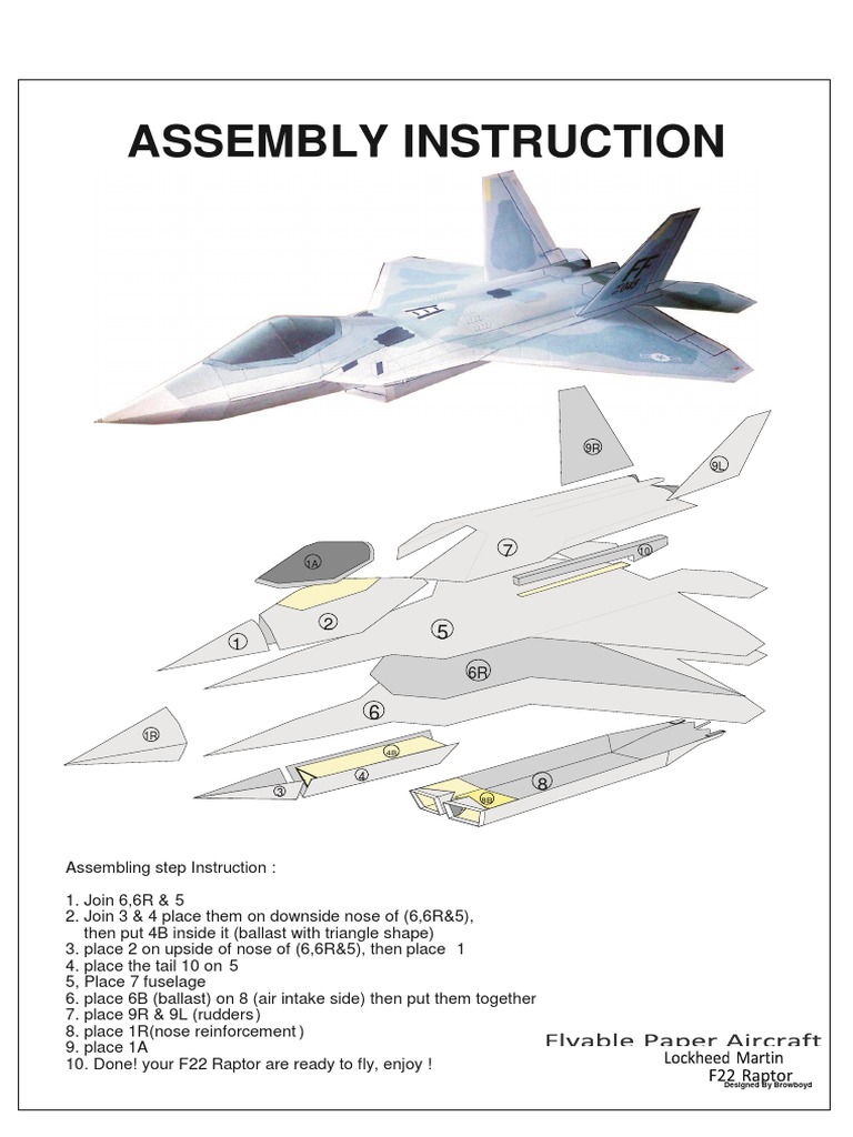 Assembly Instructions for F22 Raptor Model | PDF