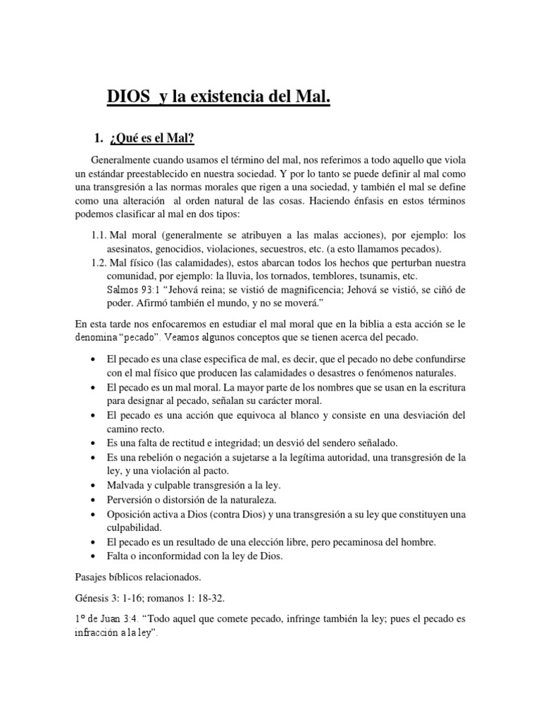 Origen y Naturaleza del Mal según la Biblia | PDF | Pecado | Mal