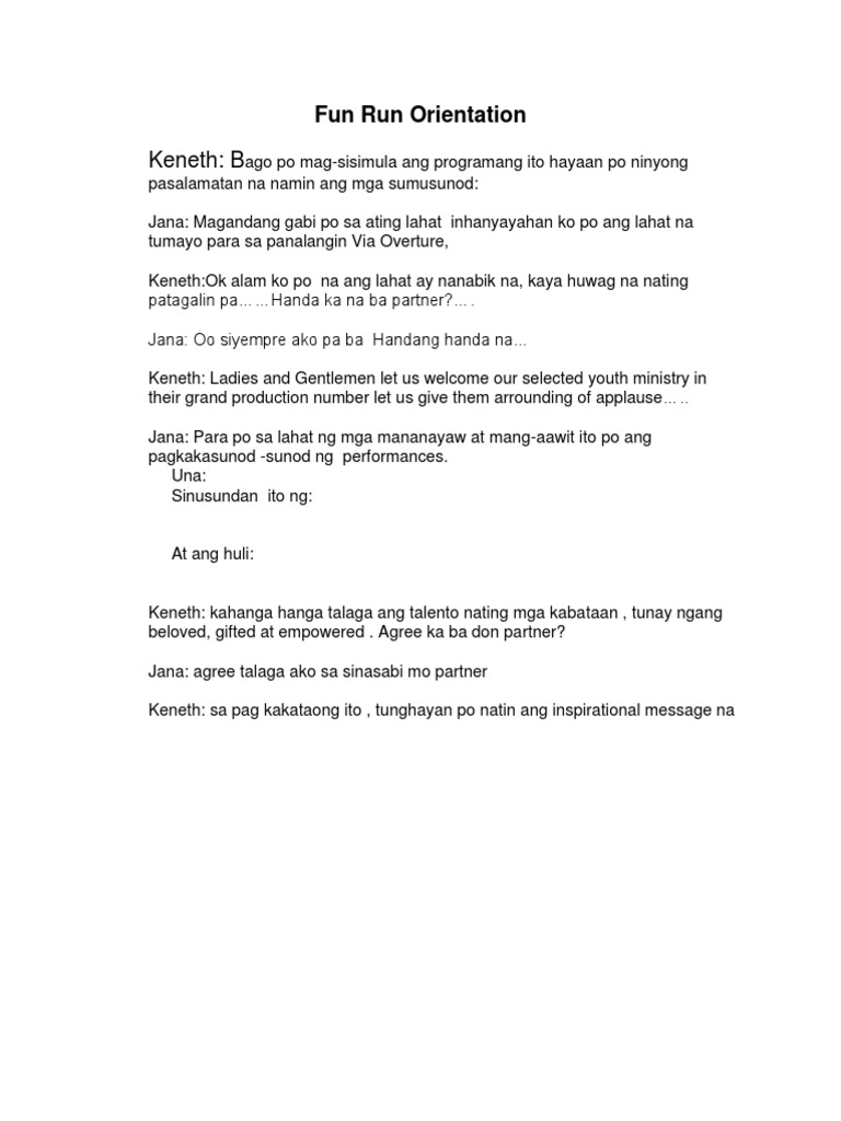 Fun Run Orientation | PDF