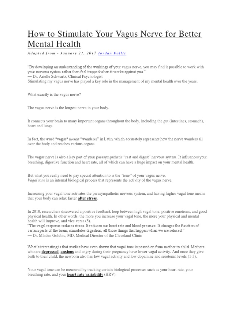 How To Stimulate Your Vagus Nerve PDF Vagus Nerve Heart Rate