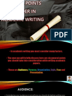 Points To Consider in Academic Writing