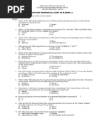 2nd Periodical Test in Mapeh 10