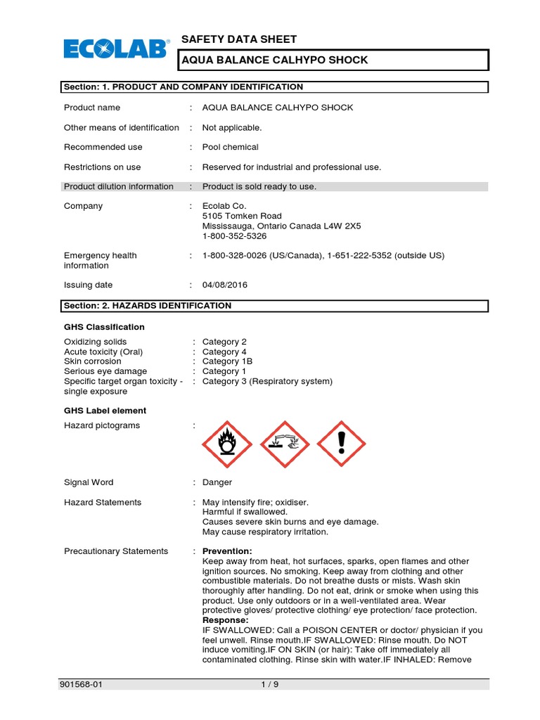 SDS PDF Personal Protective Equipment Toxicity
