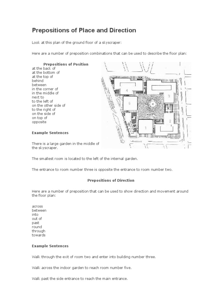 Prepositions of Place and Direction Guide | PDF | Preposition And ...