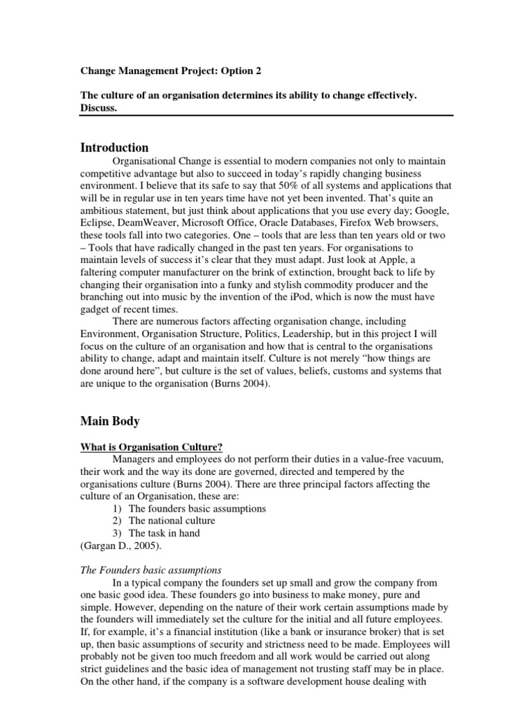 Culture's Role in Change Management | PDF | Psychology | Business