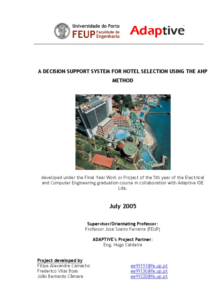 A Decision Support System For Hotel Selection Using The Ahp Method ...