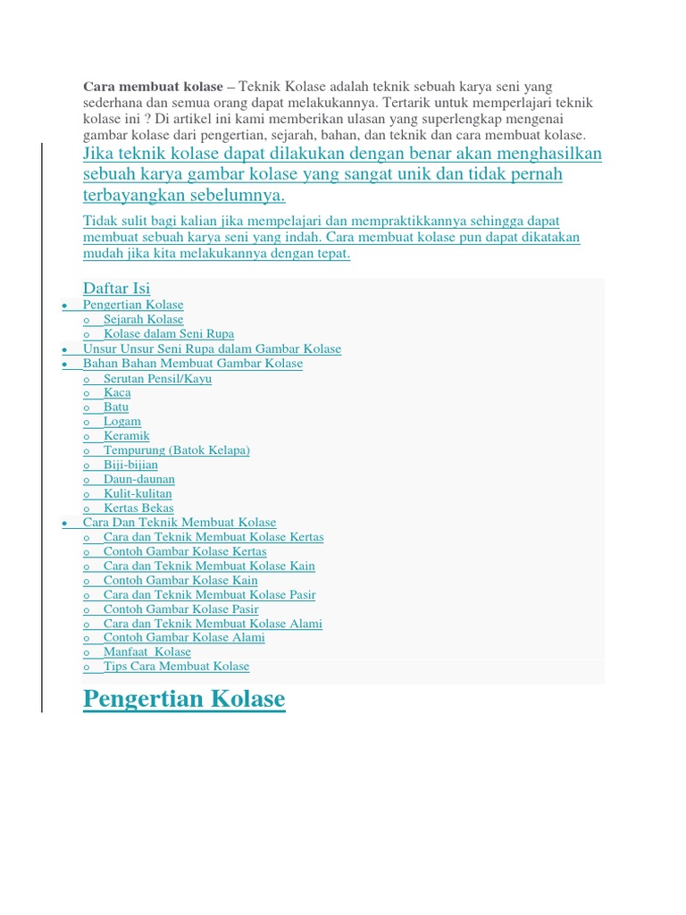 Cara Membuat Kolase | PDF | Griya & Taman