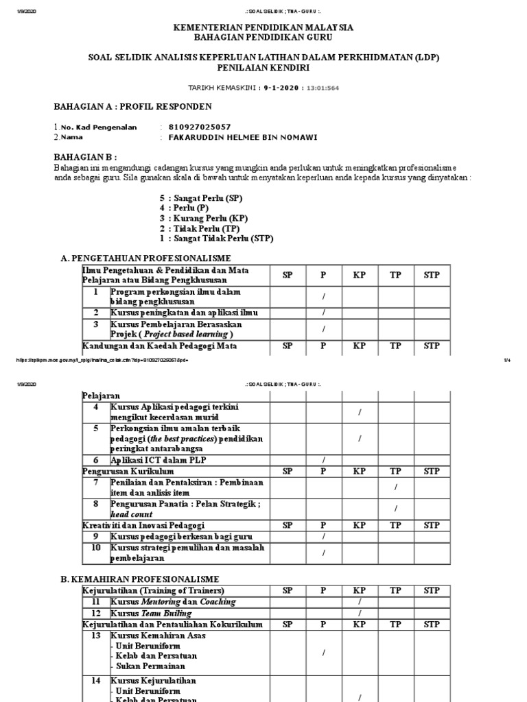 Soal Selidik Pembelajaran Guru