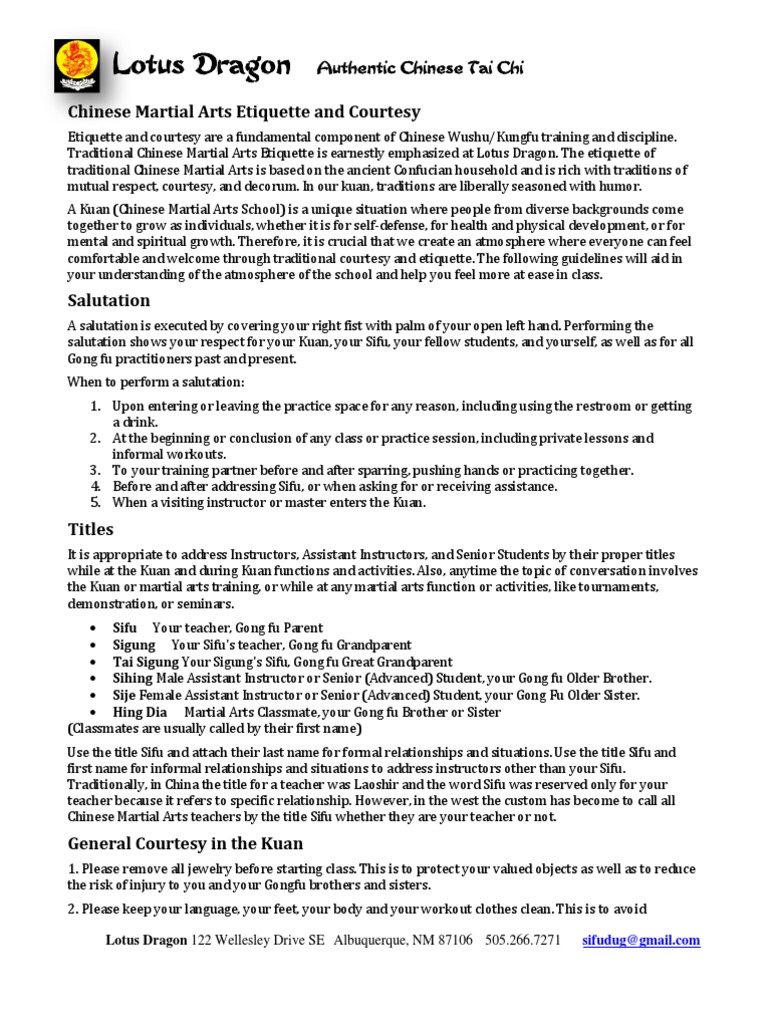 Etiquette Full | PDF | Chinese Martial Arts