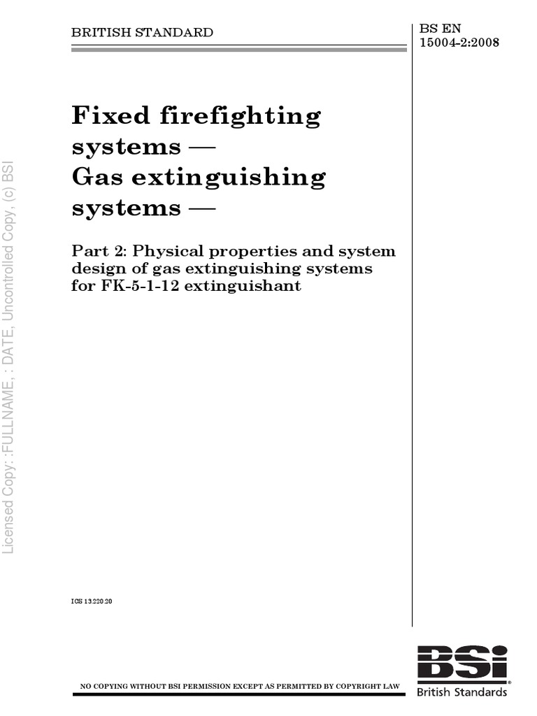 Bs En 2 08 Fixed Firefighting Systems Fk 5 1 12 Extinguishant Pdf International Organization For Standardization Chemistry