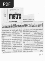 Philippine Star, Jan. 15, 2020, Lawmaker seeks deliberations on ABS-CBN franchise renewal.pdf