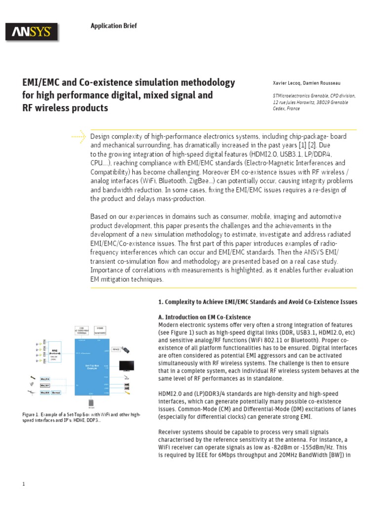 Emi Emc Co Existence Simulation Methodology Electromagnetic Interference Electromagnetic Compatibility Free 30 Day Trial Scribd