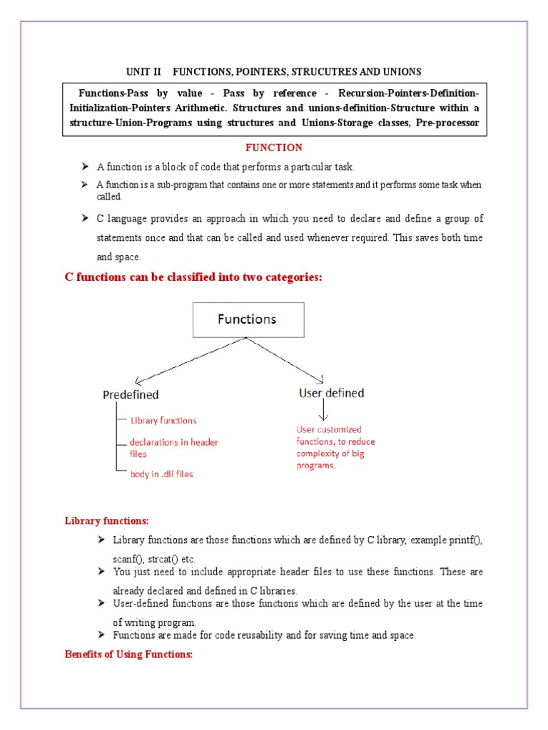 EC8393 Unit 2 Notes | PDF | Pointer (Computer Programming) | Parameter ...