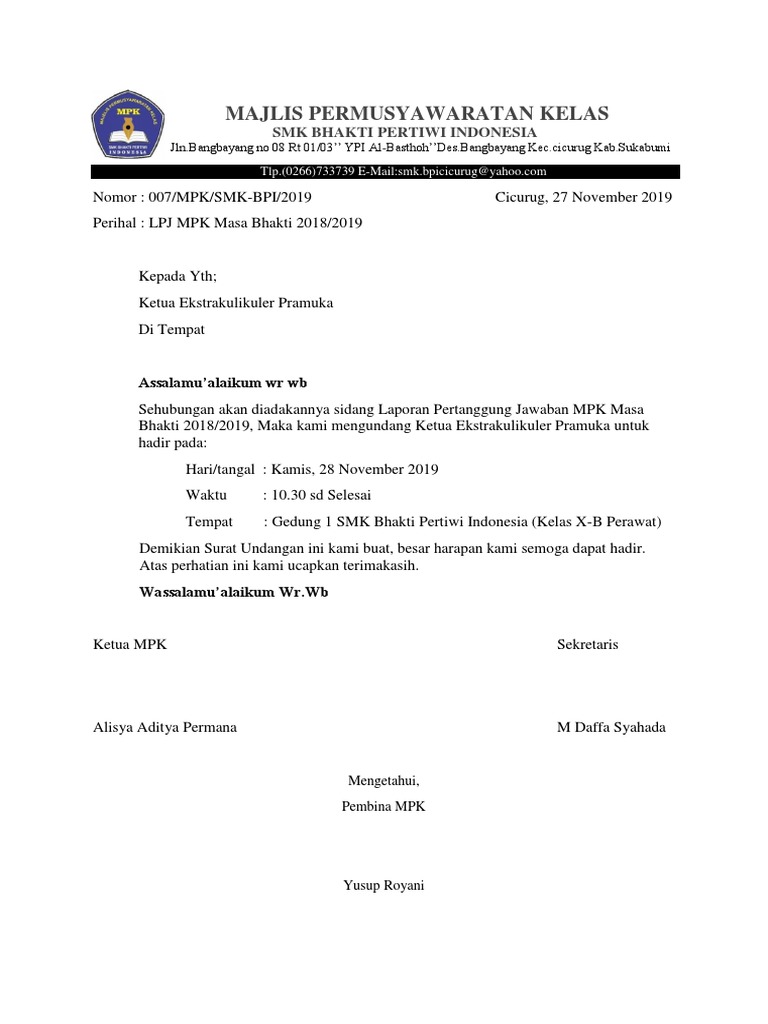 Surat Undangan Lpj Mpk