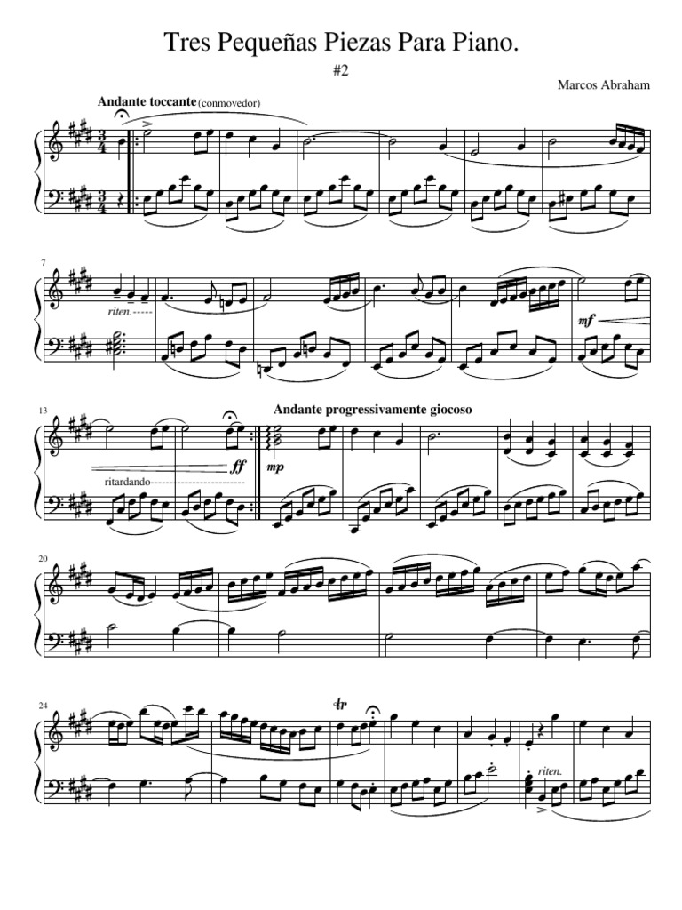 Tres Pequeñas Piezas para Piano | PDF | Formas musicales | Elementos de ...