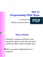 C Program Menu Demo with Functions and Pointers