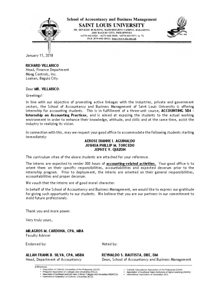 Internship Request for Moog Controls | PDF | Business | Finance & Money ...