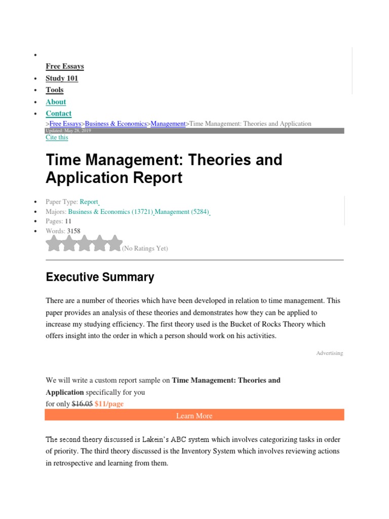 Time Management Theories | PDF | Time Management | Professional Skills