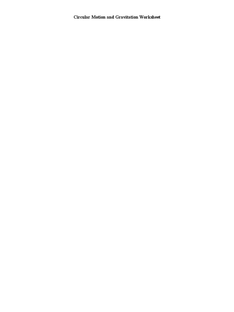 Circular Motion and Gravitation Problems | PDF | Speed | Mass