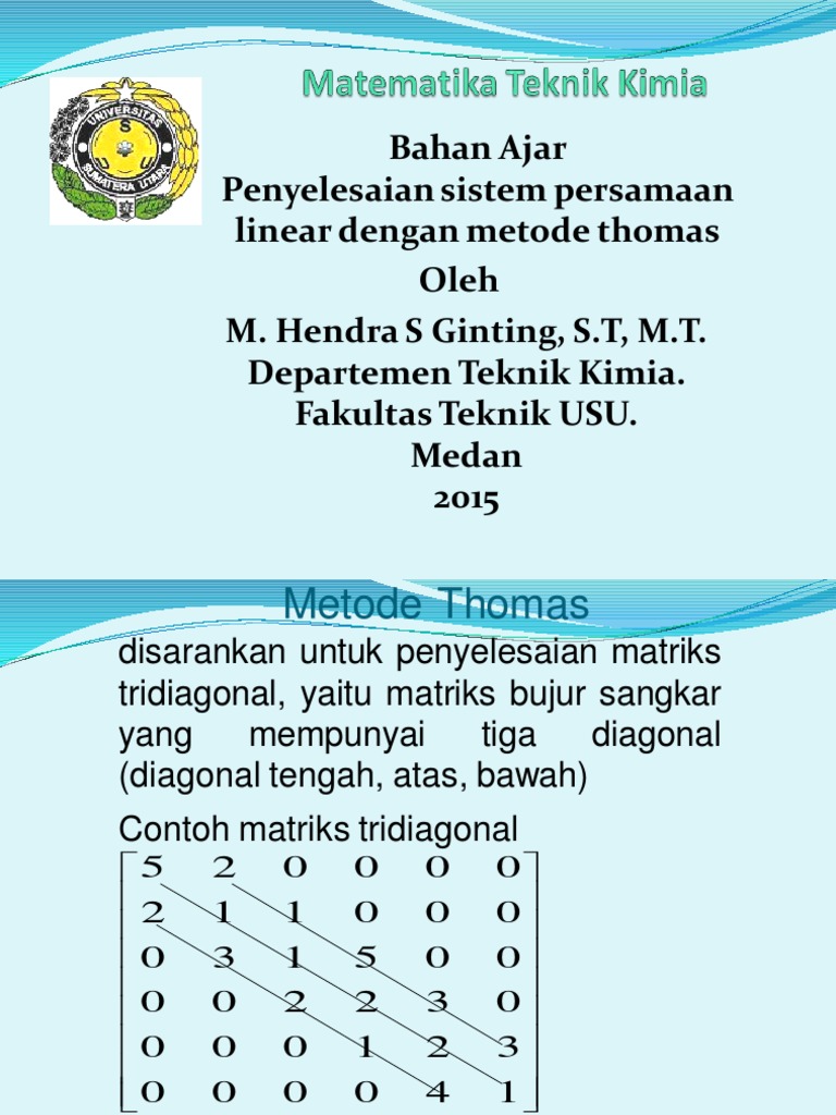 Metode Thomas untuk Matriks Tridiagonal | PDF