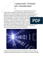 Sistemas de numeração Decimal, Binário, Octal e Hexadecimal