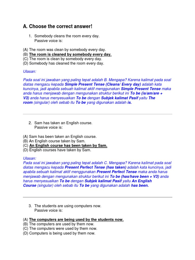 Soal Soal Passive Voice